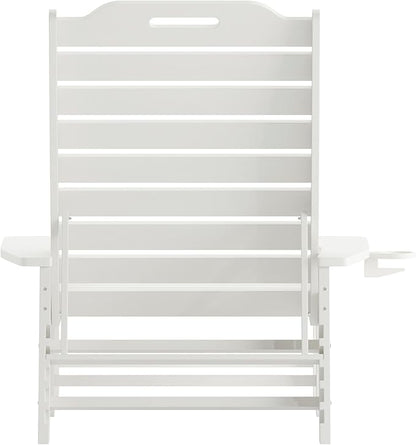 Flash Furniture Monterey Adjustable Adirondack Loungers with Cup Holders- All-Weather Indoor/Outdoor HDPE Lounge Chairs, Set of 2, White