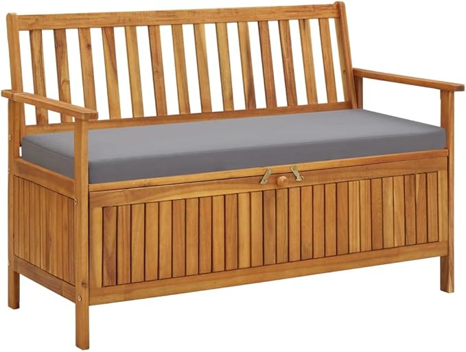 Garden Bench Deck Bench Patio Storage Bench 47.2" Solid Acacia Wood