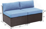 COSIEST 2-Piece Outdoor Furniture Add-on Armless Chairs for Expanding Chocolate Brown Wicker Sectional Sofa Set w - Photo 3