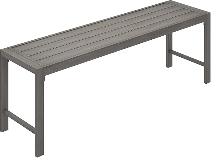 VICLLAX Outdoor Bench 51" Long Garden Bench Backless Porch Patio Bench Metal Park Bench, Grey