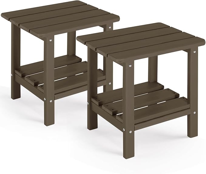 Set of 2 Adirondack Outdoor Side Table, 2-Tier Small Patio End Table - Photo 1