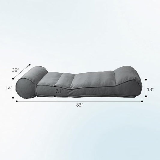 Dineli 83'' Outdoor Chaise Lounge Chair Patio Lounger for Outside, Pool Lounge Chairs Lazy Floor Lounger Meditation & Yoga Chair Waterproof Sunbed Outdoor Lounge Furniture for Garden Beach, Dark Gray