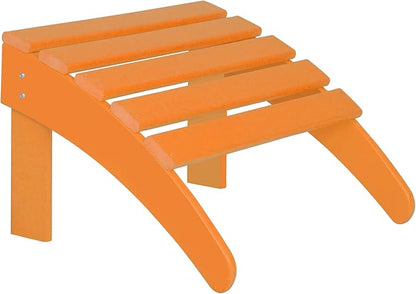 WO Home Furniture Adirondack Chair Outdoor Ottoman Set of 2 PCS Classic Patio Furniture (Orange)