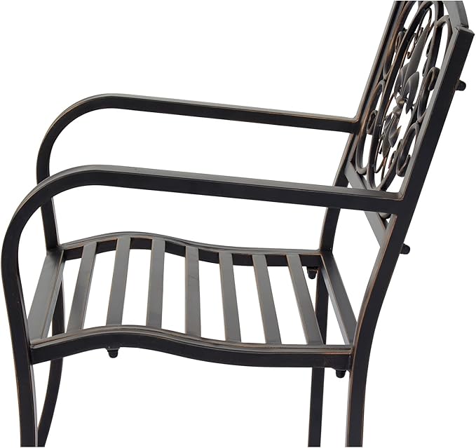 KINTNESS Outdoor Metal Rocking Chair Patio Rocking Bench with Cushion (1, 2-seat) - Photo 6