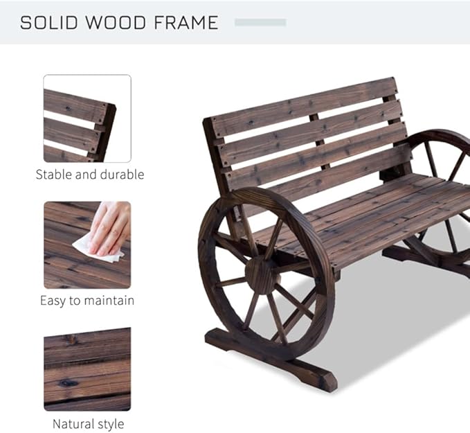 Yard Benches, Outdoor Garden Bench,Fir Wood Patio Park Bench, Patio Loveseat for Porch Garden Lawn Patio Seating Benches 41.5" L x 23.25" W x 29.5" H