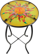 Patio Side Table Outdoor Metal Accent Table Round Glass Balcony Plant End Table Garden Lawn Indoor Coffee Table - Photo 1
