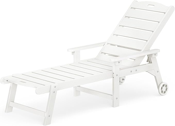 LUE BONA Outdoor Chaise Lounge, HDPS Chaise Lounger, 5 Positions Adjustable Lounge Chairs - Photo 8
