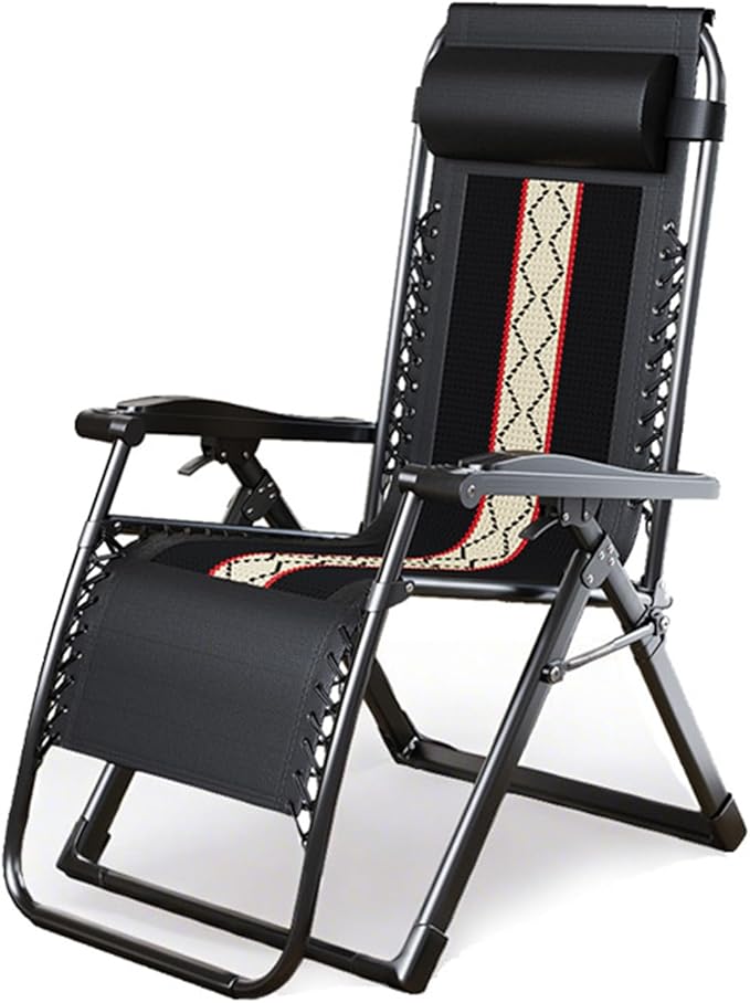 Outdoor Padded Lounge Chair Folding Outdoor Patio Recliner, Anti Gravity Lounger for Backyard w/Headrest, Cup Holder - Photo 1