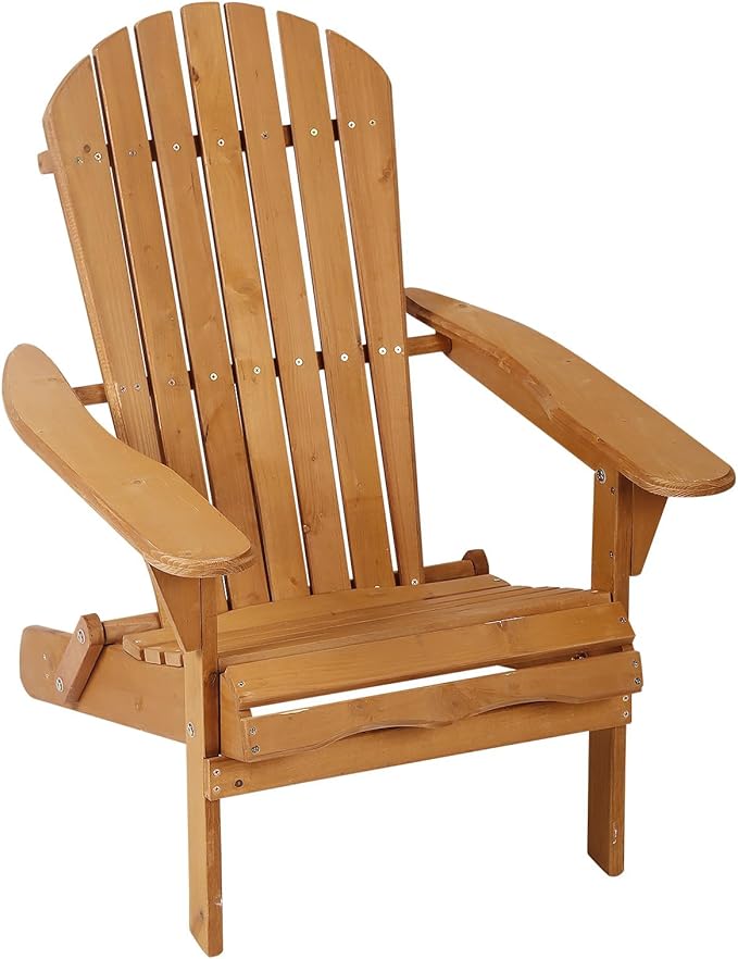 YRLLENSDAN Folding Adirondack Chair - Weather Resistant Plastic Outdoor Chairs for Patio, Lawn, Garden, or Fire Pit - Cozy Plastic Adirondack Chair for Outside Seating (1, Natural)