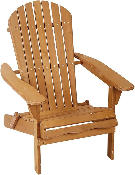 YRLLENSDAN Folding Adirondack Chair - Weather Resistant Plastic Outdoor Chairs for Patio, Lawn, Garden, or Fire Pit - Cozy Plastic Adirondack Chair for Outside Seating (1, Natural)