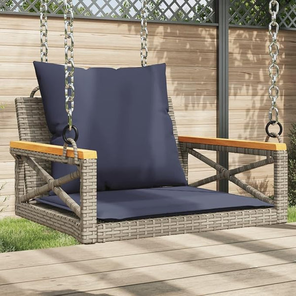 Garden Bench Deck Bench Swing Bench with Cushions Gray 24.8"x24.4"x15.7" Poly Rattan - Photo 1
