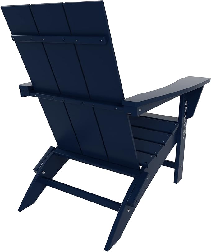 WestinTrends Ashore Modern Outdoor Folding Adirondack Chair (Set of 4), Navy Blue