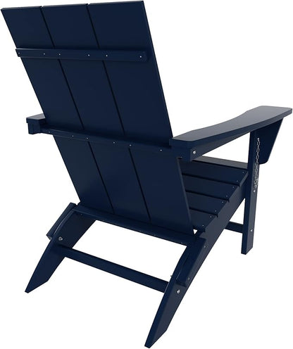 WestinTrends Ashore Modern Outdoor Folding Adirondack Chair (Set of 4), Navy Blue