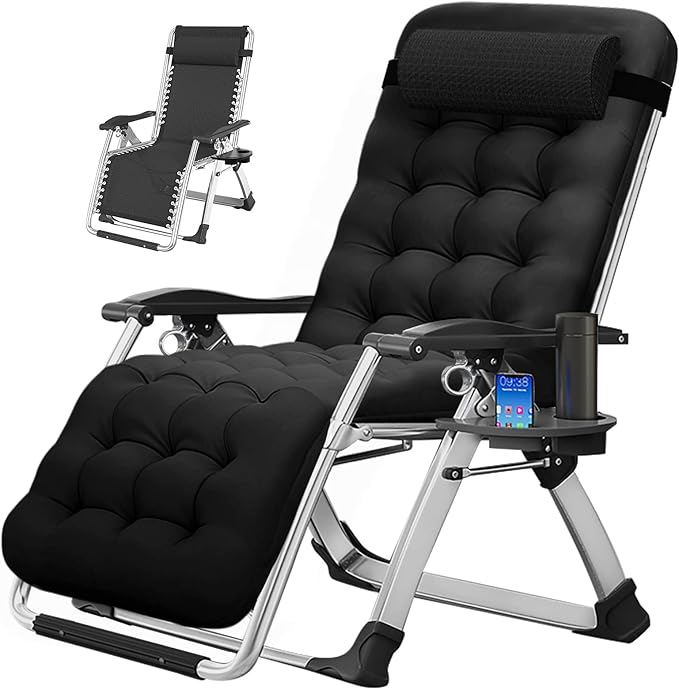 MOPHOTO Zero Gravity Chair, Outdoor Padded Lounge Chair with Side Table, Zero Gravity Recliner Chair - Photo 1