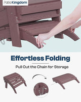 6-Piece Folding Adirondack Chair Set with Cup Holders, Ottomans, Side Table & 9FT Patio Umbrella with Base - Photo 3