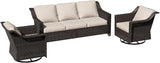 3 Pieces Patio Conversation Furniture Set - 1 Sofa, 2 Swivel Chairs - Photo 6
