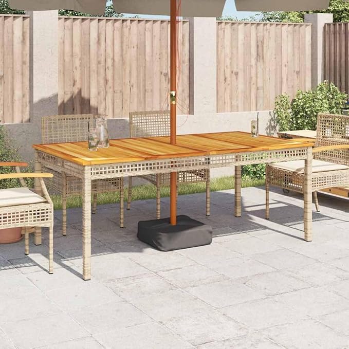 Large Rectangular Garden Table, Outdoor PE Rattan Dining Table for 6, Weather-Resistant Patio Furniture for Backyard - Photo 4