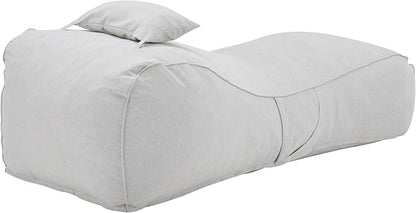 Christopher Knight Home Morton Outdoor Bean Bag Chair, Fabric Bean Bag Chair for Adults and Kids, Indoor/Outdoor Sun Lounger with Headrest, Patio Chaise Lounge Chair, Light Gray