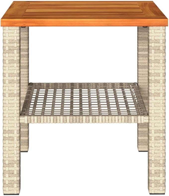 Beige Poly Rattan Garden Table with UV-Resistant Materials, Modern Outdoor Coffee Table for Patio and Balcony - Photo 6