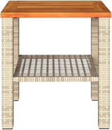 Beige Poly Rattan Garden Table with UV-Resistant Materials, Modern Outdoor Coffee Table for Patio and Balcony - Photo 6