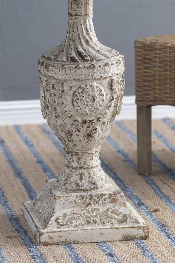 Round Wood Side Table Rustic Circle End Table 30" Small Coffee Tables Drink Table with Pedestal Bedside Tables Nightstand for Small Spaces Living Room Bedroom Patio Antique White & Wood