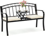 AVAWING Outdoor Metal Garden Bench, 2-Seat Patio Porch Bench with Steel Frame - Photo 10