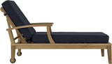 Modway Marina Premium Grade A Teak Wood Outdoor Patio Chaise Lounge Chair in Natural Navy - Photo 2