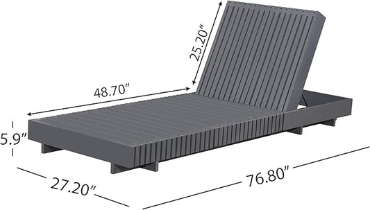 Christopher Knight Home Habery Acacia Wood Chaise Lounge Chair Outdoor with Cushion, Solid Wood Patio Chaise Lounge, Poolside Sun Lounger, Adjustable Backrest Sunbathing Chair, Gray+Cream