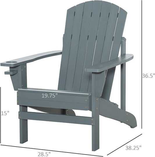 Folding Adirondack Chair, Outdoor Adirondack Chairs with Wood Texture, Acacia Wood Fire Pit Chairs, All Weather, for Deck Backyard Patio Outdoor Garden (Light Gray)