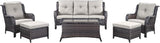 Rilyson Outdoor Patio Wicker Furniture Set - 6 Piece Rattan Patio Conversation Sectional Sofa Set with 1 Couch - Photo 1