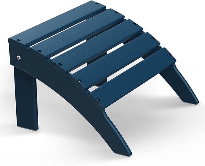 BRIOPAWS Folding Adirondack Ottoman, 19.7W x 18.5L x 13H Inch, HDPE All Weather Adirondack Chair Footrest, Plastic Footstool for Deck Backyard Patio Outdoor Poolside Porch Lawn Indoor, Blue