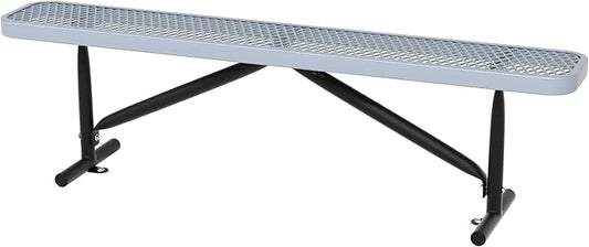 6 Ft Metal Park Benches for Outside, Outdoor Backless Bench with Thermoplastic Coating, Portable Frame, Commercial Expanded Metal Mesh Bench for Shopping Mall, Store, Park, Patio, Deck, Grey
