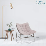 PHI VILLA Outdoor Papasan Chairs Set of 2, Oversized Scoop Wicker Chairs with Cushions & Steel Frame - Photo 2