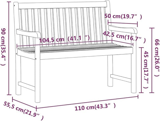 Benches for Outside,Patio Bench,Bench with Back,Yard Bench,Porch Bench,with Armrests,for The Front Porch,Deck, Balcony,Backyard,Garden, Lawn,Park, Path,43.3" Solid Acacia Wood