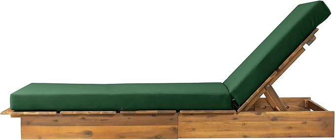 Christopher Knight Home Bard Patio Chaise Lounge Chair Outdoor, Acacia Wood Poolside Sun Lounger with 4-Thick Cushion - Photo 6