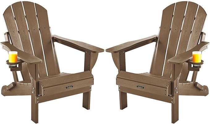 Ciokea Folding Adirondack Chairs Set of 2, Patio Adirondack Chair Weather Resistant - Photo 1