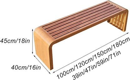 2-Person Outdoor Bench, Metal Garden Benches, Waterproof Garden Seat Slatted Bench, Rectangular Dining Seat for Yard, Park and Balcony(Natural,150x40x45cm/59x16x18in)
