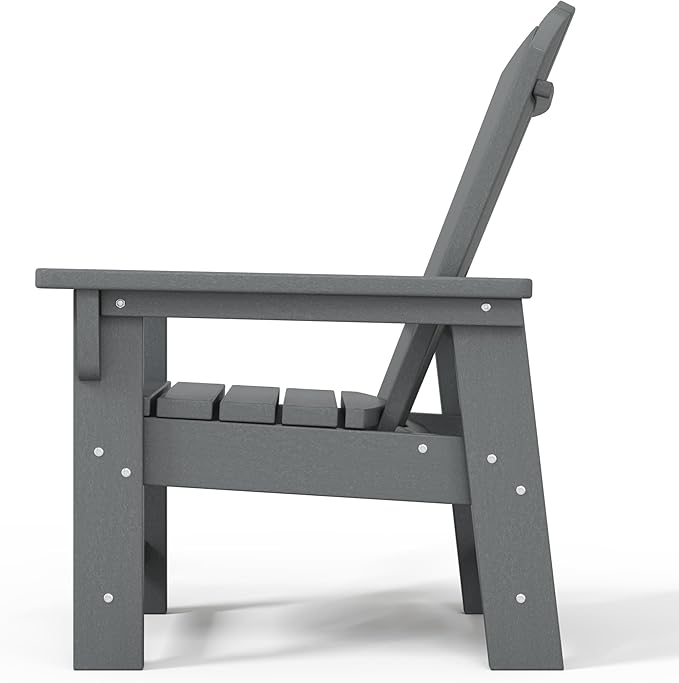 WestinTrends Malibu Kids Outdoor Adirondack Plastic Patio Chair (Set of 2), Gray
