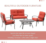 Outdoor Furniture Patio Conversation Set Loveseat, 2 Chairs, Coffee Table with Cushion, Lawn Front Porch Garden - Photo 5