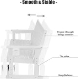 Poly Lumber Patio Glider, HIPS Material Weather-Resistant Swing Bench for Outdoor Porch Garden, White - Photo 8