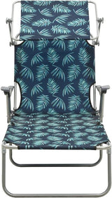 Folding Leaf-Print Sun Lounger with Removable Canopy & Steel Frame - Photo 3