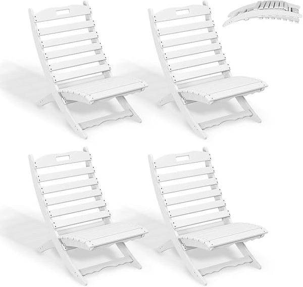 GREENVINES Folding-Xavier-Chairs Set of 4 | Wave | Portable Adirondack-Chair | HDPE Plastic | All Weather Fire-Pit Chair - Photo 1