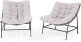 PHI VILLA Outdoor Papasan Chairs Set of 2, Oversized Scoop Wicker Chairs with Cushions & Steel Frame - Photo 9