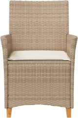 Patio Chairs with Cushions 2 pcs Beige Poly Rattan&Solid Wood, Suitable for patios, Gardens, Balconies - Photo 6