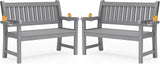 YEFU Outdoor Bench for Patio Waterproof: Heavy Duty 2-Person Garden Bench Set of 2 with 2 Cup Holders & Oversized - Photo 1