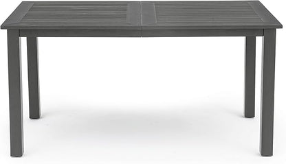 6-Person HDPS Outdoor Dining Table, Weather-Resistant Rectangle Patio Dining Table, 500 LBS Weight Capacity, Outdoor Patio Table for Outside Indoor, Lawn, Garden, and Backyard, Dark Gray