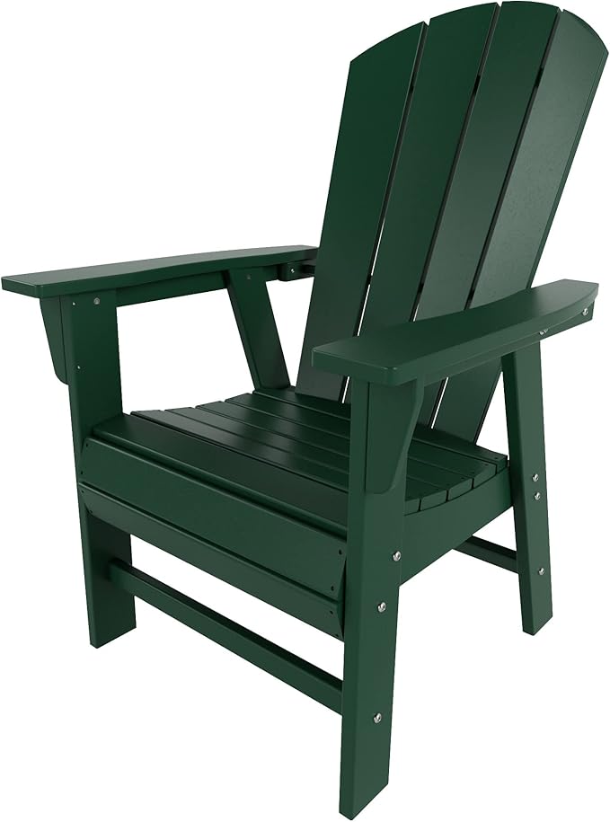 WestinTrends Malibu Outdoor Patio HDPE Plastic Adirondack Dining Chair Dark Green