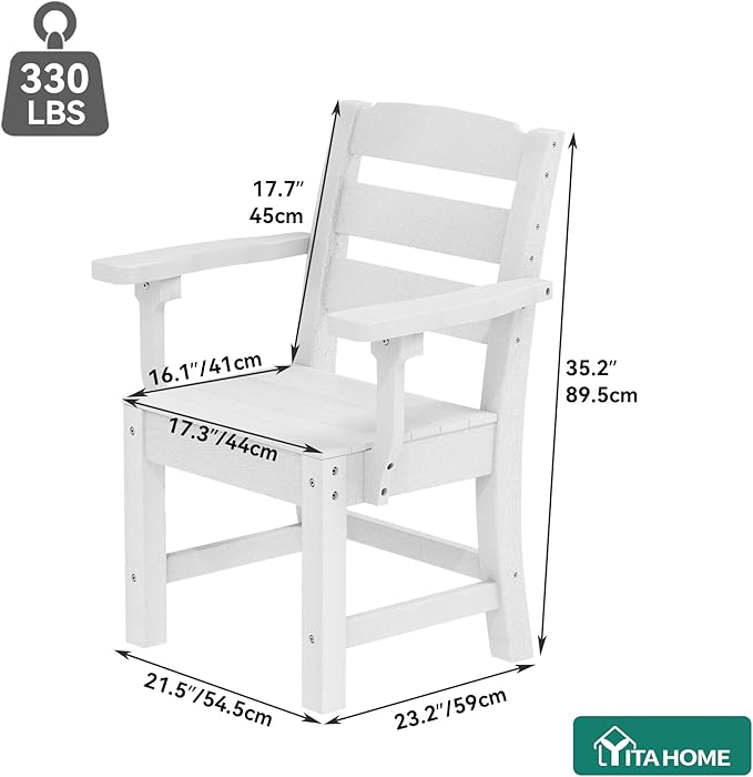YITAHOME HDPE Chairs Set of 2, Sturdy Patio Chair w/Max Bearing 330 LBS, All-Weather Outdoor Patio Chairs for Terrace - Photo 3