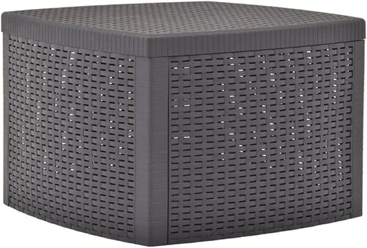 Side Table,Garden Table,Weather Resistant,with Convenient Storage Area for Refreshments,with an Attractive, Flat, Rattan-Look Design,Mocha 21.3"x21.3"x14.4" Plastic
