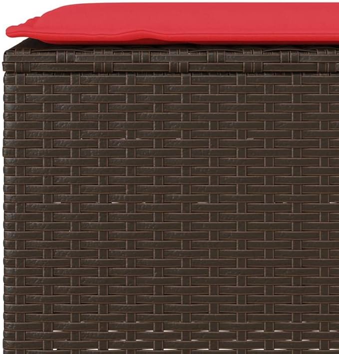 Garden Bench Deck Bench Patio Bench with Cushion Brown 43.3"x11.8"x15.9" Poly Rattan